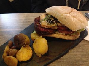 Burger at Mestizo Vegano in Bogota
