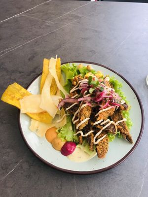 Entrada de chicharrones   at Mestizo Vegano in Bogota