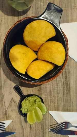 Empanadas de ajiaco at Mestizo Vegano in Bogota
