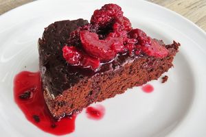 Chocolate cake. at Mestizo Vegano in Bogota