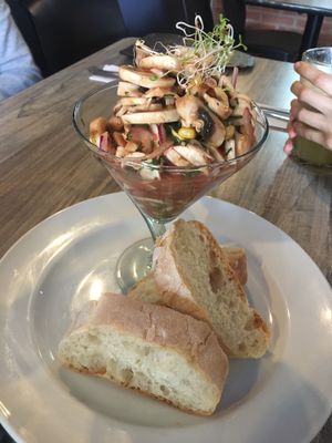 Ceviche de champiñones at Mestizo Vegano in Bogota