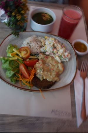 Main dish at Mestizo Vegano in Bogota