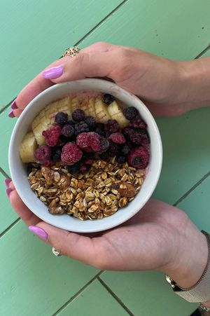 Berry Smoothie Bowl for Breakfast! at Osana Wholefood Restaurant in Cairo