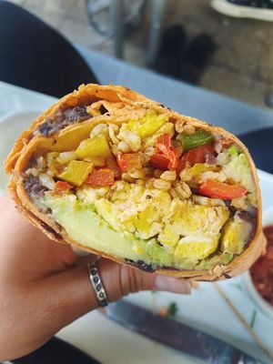 Breakfast Burrito (vg option w/tofu scramble)  at Osana Wholefood Restaurant in Cairo