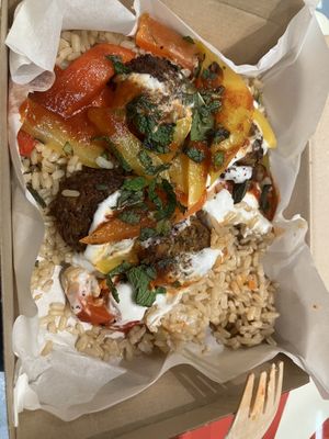 Falafel box with rice   at AMS - LEON in Schiphol