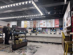 Menu with clearly labeled vegan options  at AMS - LEON in Schiphol