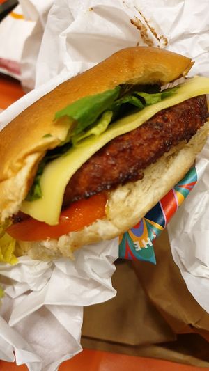 Vegan love burger at AMS - LEON in Schiphol