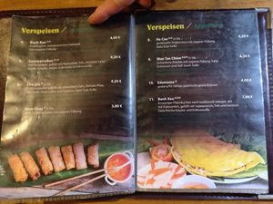 Example of menu at QB Vegan in Berlin