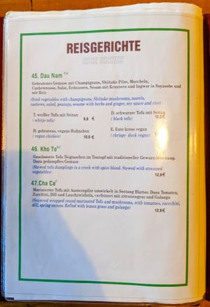 Menu page at QB Vegan at QB Vegan in Berlin