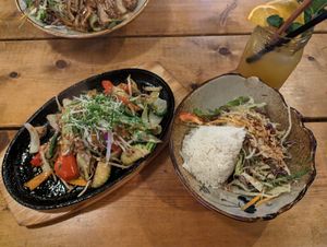 vegetables with rice and salad at QB Vegan in Berlin