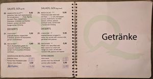 Menu page at QB Vegan at QB Vegan in Berlin