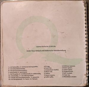 Menu page at QB Vegan at QB Vegan in Berlin