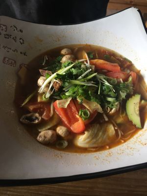 Canh Chua - said spicy on the menu, but was sweet-sour at QB Vegan in Berlin