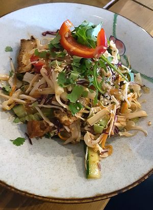 Salad with tofu and lotus stems at QB Vegan in Berlin