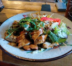 Rice noodles with vegan duck at QB Vegan in Berlin
