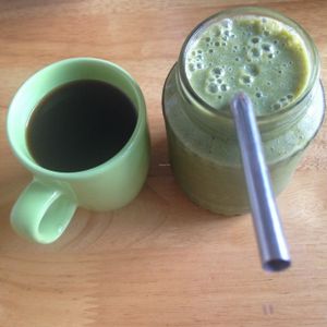Smoothies and French press coffee with breakfast  at Vegan Villa in Siem Reap
