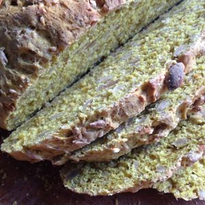 Homemade seedy bread with turmeric served with breakfast at Vegan Villa at Vegan Villa in Siem Reap