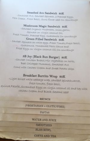 Menu at Gili Bliss in 