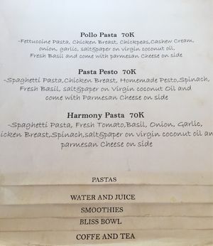 Menu at Gili Bliss in 