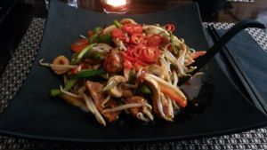 veg chilli buckwheat stir fry at Nippon Kitchen in Glasgow