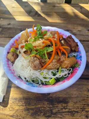 Kabob noodle bowl at Emmy's Vege House in Bainbridge Island