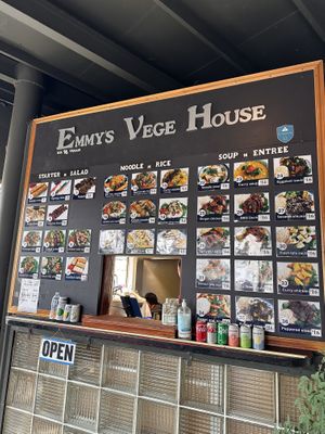 The menu   at Emmy's Vege House in Bainbridge Island