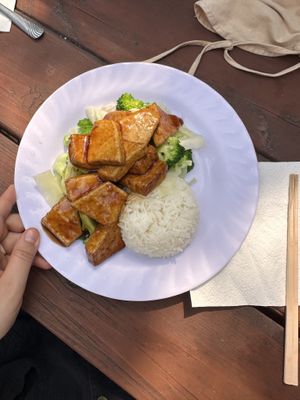 Sautéed tofu, veg, and rice   at Emmy's Vege House in Bainbridge Island