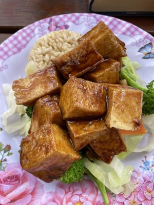 Golden tofu   at Emmy's Vege House in Bainbridge Island