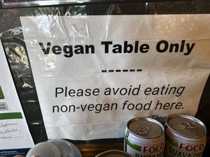 They’re clear on where they stand!  at Emmy's Vege House in Bainbridge Island
