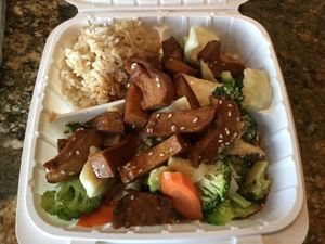 Sesame fake Chicken at Emmy's Vege House in Bainbridge Island