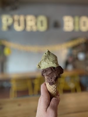 Delicious pistachio and brownie  at Puro & Bio in Rimini
