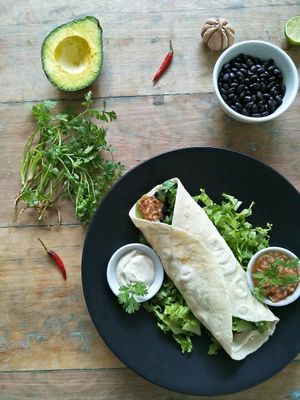 breakfast burrito with tempeh!  at Peace Food Cafe in Sihanoukville