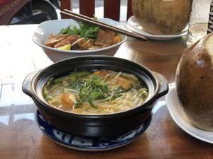 Braised Noodles in Clay Pot (spicy)  at Minh Hien 2 in Hoi An