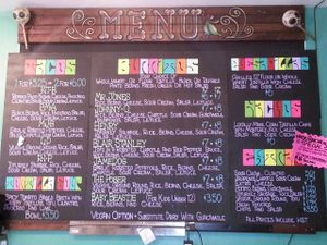 menu at Budgies Burritos in Vancouver