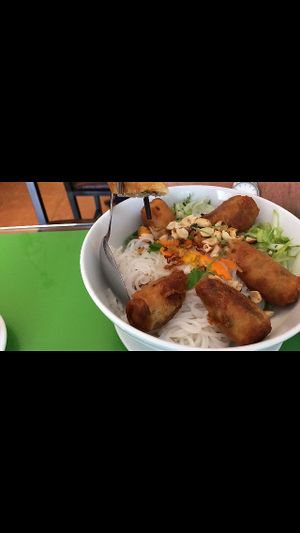 noodles (rice) with spring rolls at Zen in Ho Chi Minh City