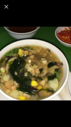 seaweed soup featuring imitation porky bits at Zen in Ho Chi Minh City