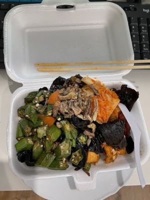 Tapao and add some kimchi with the rice .  at Lan Xiang Yuan Vegetarian in West Singapore