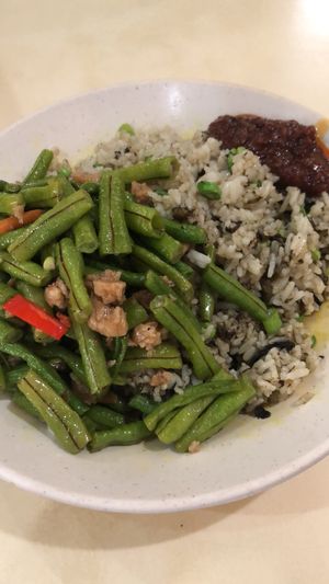 Olive fried rice without mock meat (addition of long bean)  at Lan Xiang Yuan Vegetarian in West Singapore