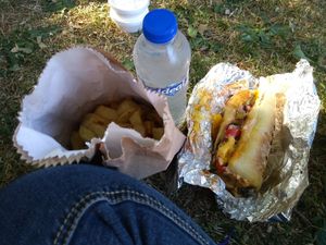 Philly cheese steak, chips, water, garlic mayo at McGuinness - Takeaway in Dublin