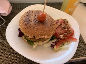 Vegan burger  at Piri Piri in Tarifa