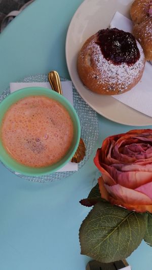 vegan pan brioche with raspberries jam at Camelia Bakery in Treviso