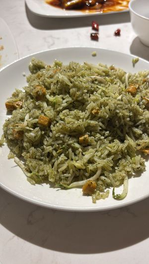 Cedar shoot fried rice Pleasant though mild in flavor at Green on Earth 绿之天地 in West Singapore