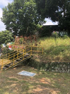 Stairs to climb to reach the restaurant  at Green on Earth 绿之天地 in West Singapore