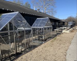 Outdoor heated patio at Public Greens - 64th St in Indianapolis