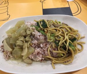 Two dishes and rice for 50 baht at Platinum Fashion Mall - Term-Bun in Bangkok