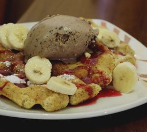 Waffles and ice cream at Affogato  in Edinburgh