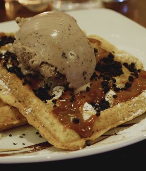 Waffles and ice cream at Affogato  in Edinburgh