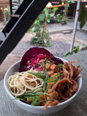 Black Pepper Spaghetti Bowl, customized from their rice bowl menus.  at Simple Plant  in Yogyakarta