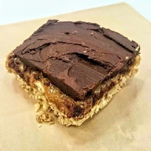 raw salted caramel tahini slice  at MOTHER - Juice Works in East London