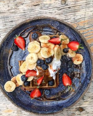 GF Vegan Waffles - delicious! at MOTHER - Juice Works in East London